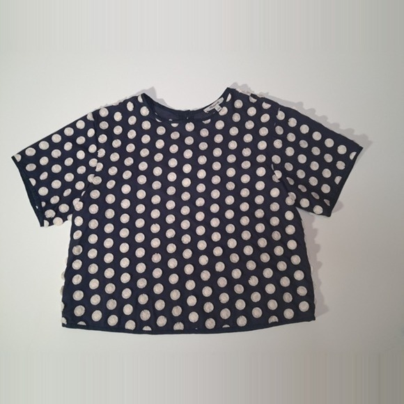 Madewell Tops - Madewell Navy Embroidered Polka Dot Top Size S 100% Cotton